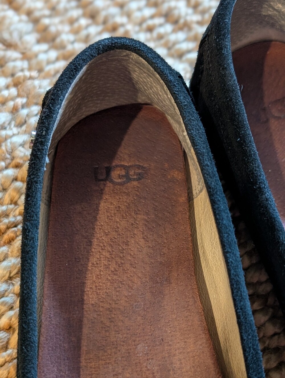 UGG Black Suede Slip-On Loafers - Picture 2 of 12